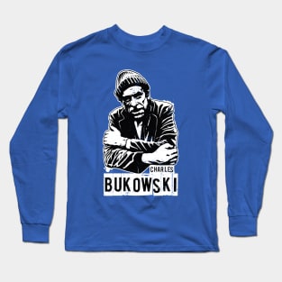 Charles Bukowski Stencil Portrait Long Sleeve T-Shirt